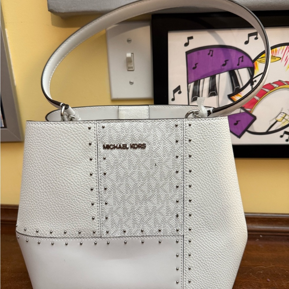 Michael Kors White Studded Shoulder Bag